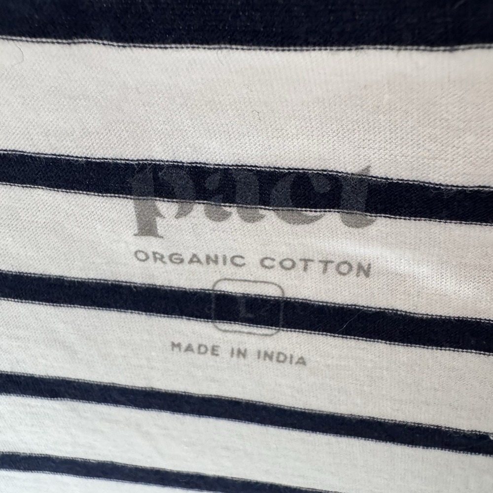 Set of 2 Pact Organic Cotton T Shirt Dress Sz L Pocket Crewneck Striped New - Picture 3 of 11